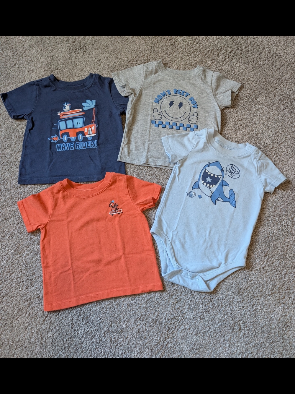 Garanimals Navy, Gray, Orange & Light Blue Kids Tops and Onesie Set
